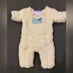 Magicsuit Baby Sleepsuit in Pale Yellow with Blue Logo